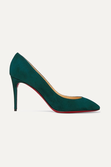 Zelené semišové lodičky, Christian Loubotin, prodává Net-a-Porter, 545 €