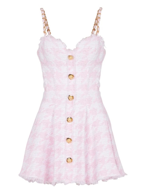 Tvídové minišaty áčkového střihu, BALMAIN, 2 590 €