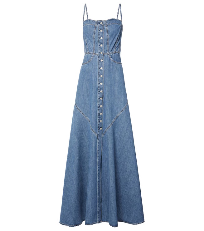 Denimové maxišaty Seville, AG JEANS, prodává Mytheresa, 359 €