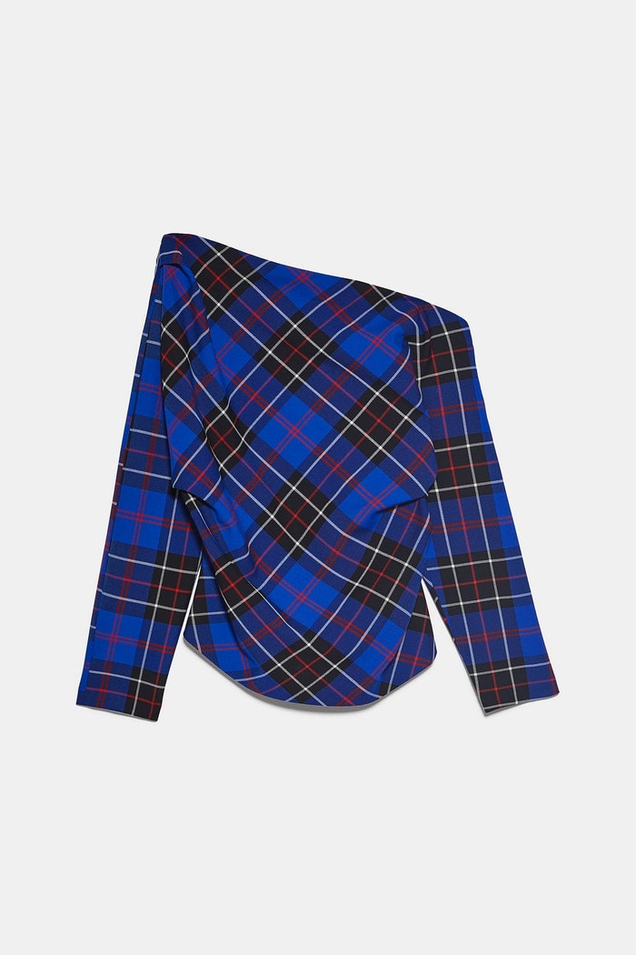 Asymmetric check print top, Zara, sold by Zara, 799 CZK