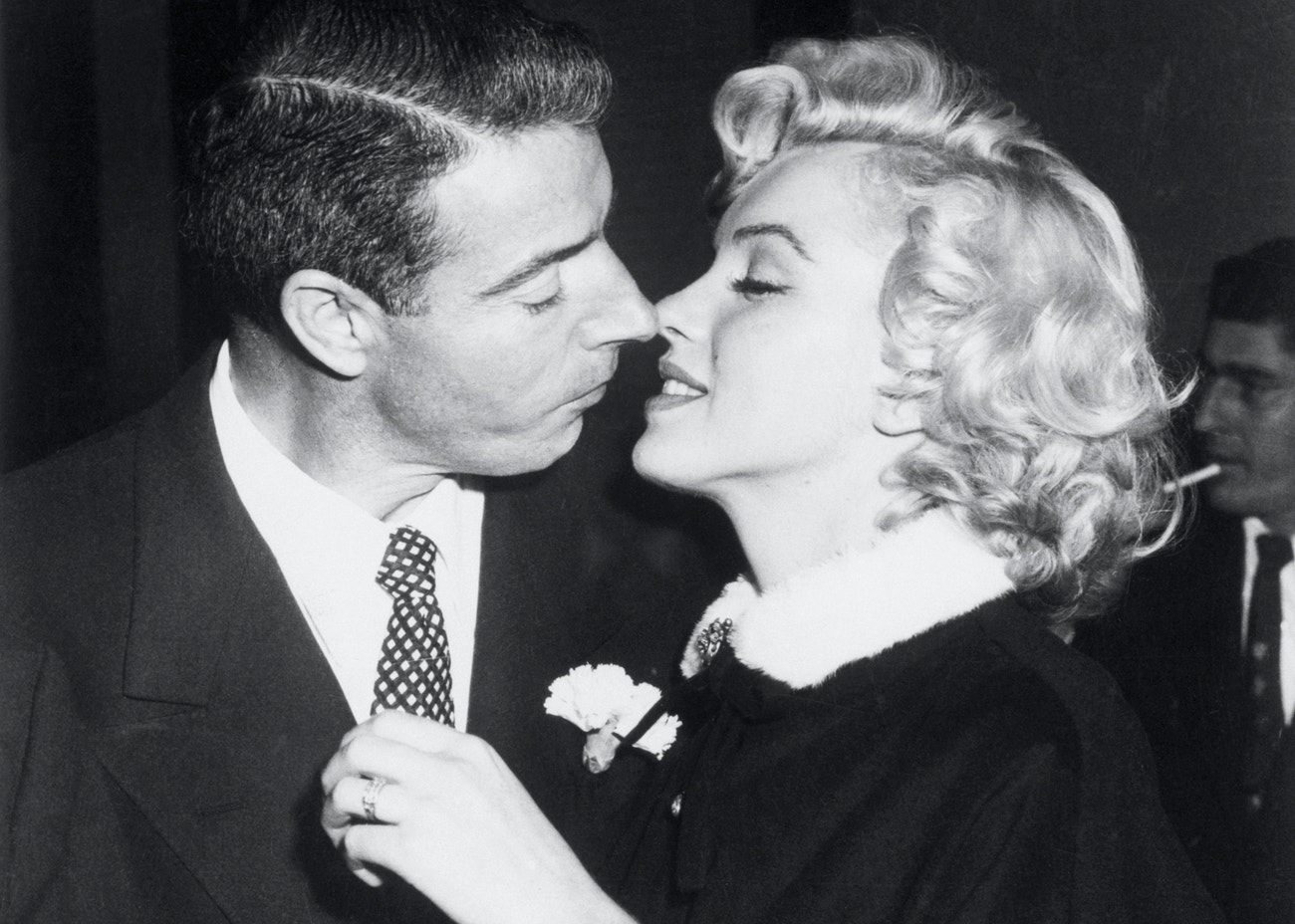 Joe DiMaggio a Marilyn Monroe v den své svatby v San Francisku, 14. ledna 1954