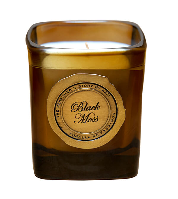 Svíčka Black Moss, THE PERFUMER'S STORY BY AZZI, prodává ThePerfumersStory.com, 49 £