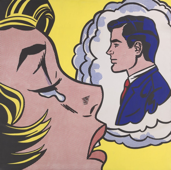 Roy Lichtenstein, Thinking of Him, 1963, Acrylic on canvas, Yale University Art Gallery, New Haven, Gift of Richard Brown Baker © Estate of Roy Lichtenstein/Bildrecht, Vienna 2024