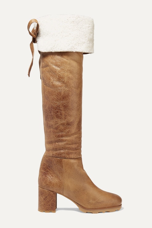 Kožené kozačky, MIU MIU, prodává Net-a-porter, 1,204.40 €