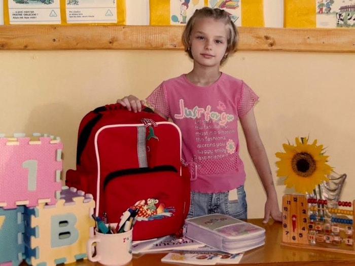 Kristýna Pyszková ve svůj první školní den