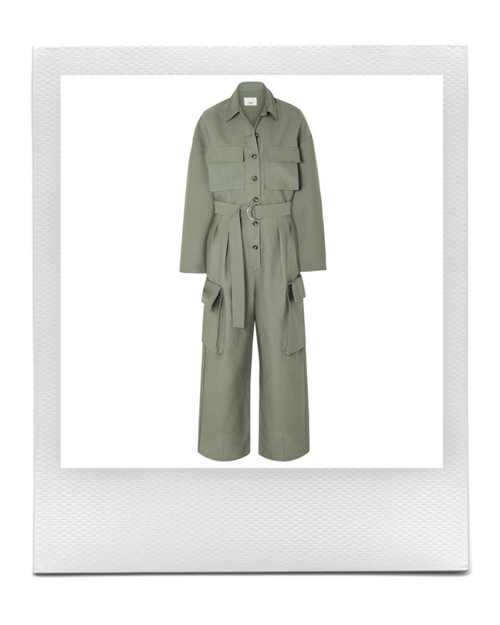 Linda belted brushed-twill jumpsuit, Frankie Shop, sold by Net-A-Porter, 234,81 EUR