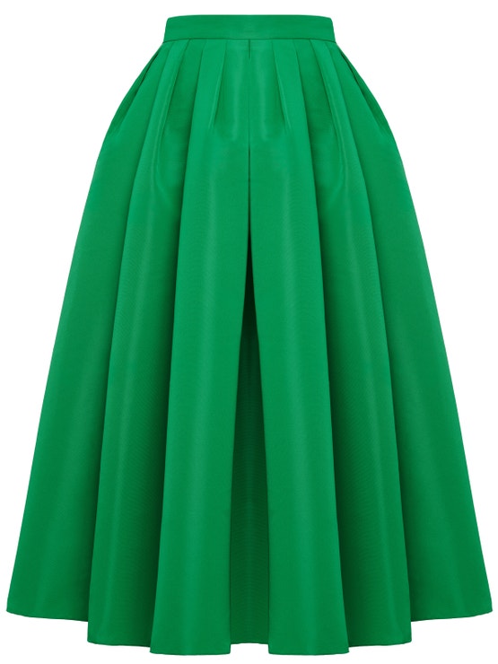 Zelená maxi sukně, ALEXANDER MCQUEEN, prodává [Alexander McQueen] (Gathered Midi Skirt in Bright Green | Alexander McQueen CZ), 1 090 €