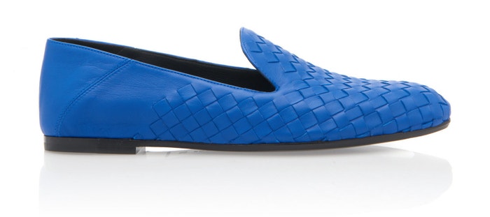 Modré kožené mokasíny, Bottega Veneta, prodává Modaoperandi, 590 €