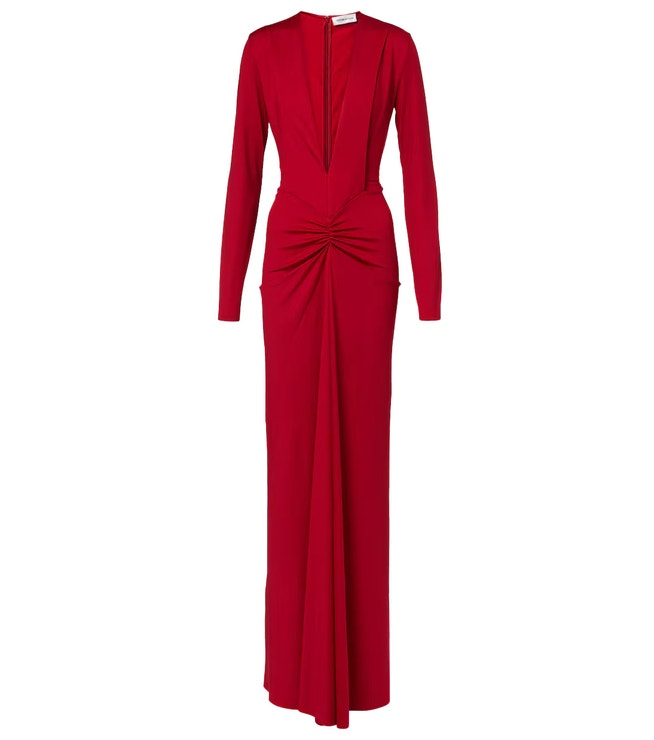 Červené šaty s dlouhými rukávy, VICTORIA BECKHAM, 950 €