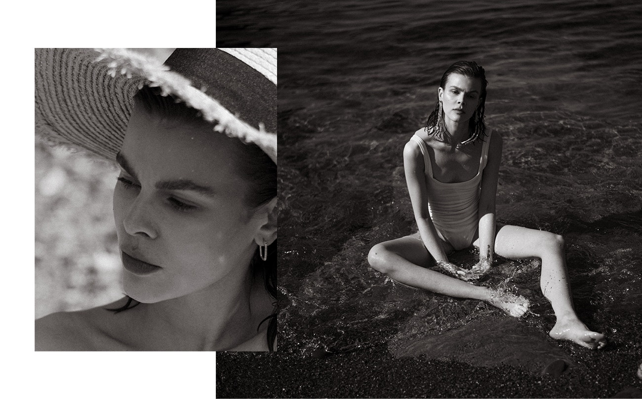 Body, AllSaints; čepice, Other Stories; náušnice, Harvey Nichols.