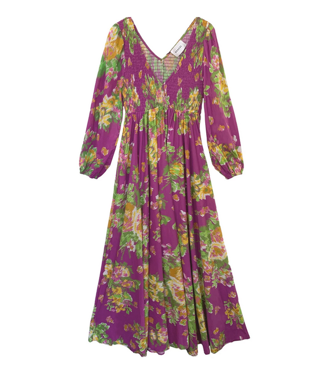 Květinové maxi šaty v magenta odstínu, BAACAL, prodává Bacaal, $ 380