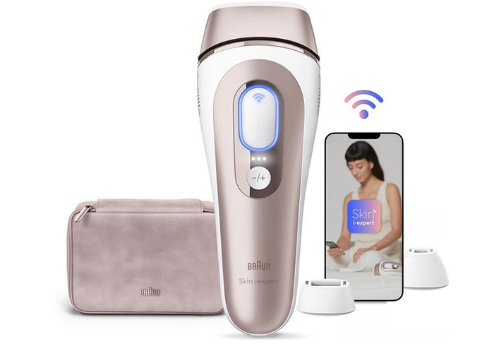 IPL zařízení Smart Skin Expert IPL7147 pro odstranění chloupků na tělo, tvář, oblast bikin a podpaží, BRAUN, 15 110 Kč