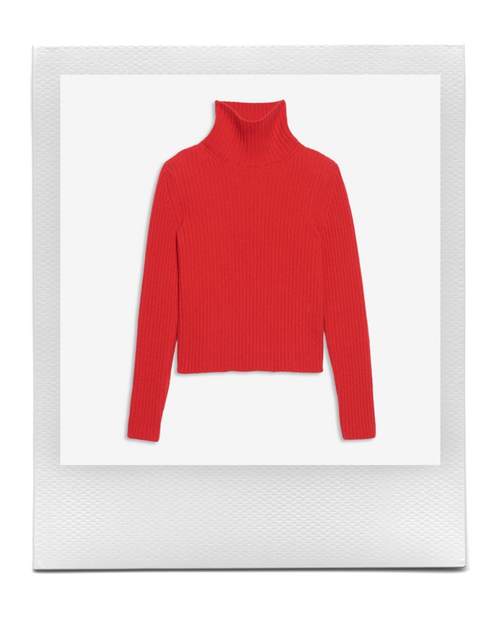 Turtleneck in red cotton and cashmere ribbed knit, Balenciaga, sold by Balenciaga, 850 EUR