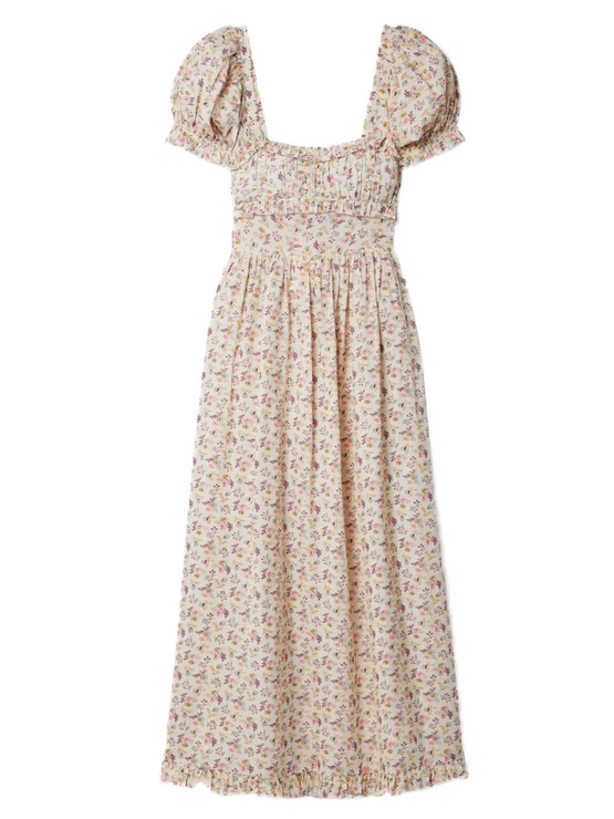 Šaty s květinovým potiskem, DÔEN, prodává Net-a-porter, 285 €