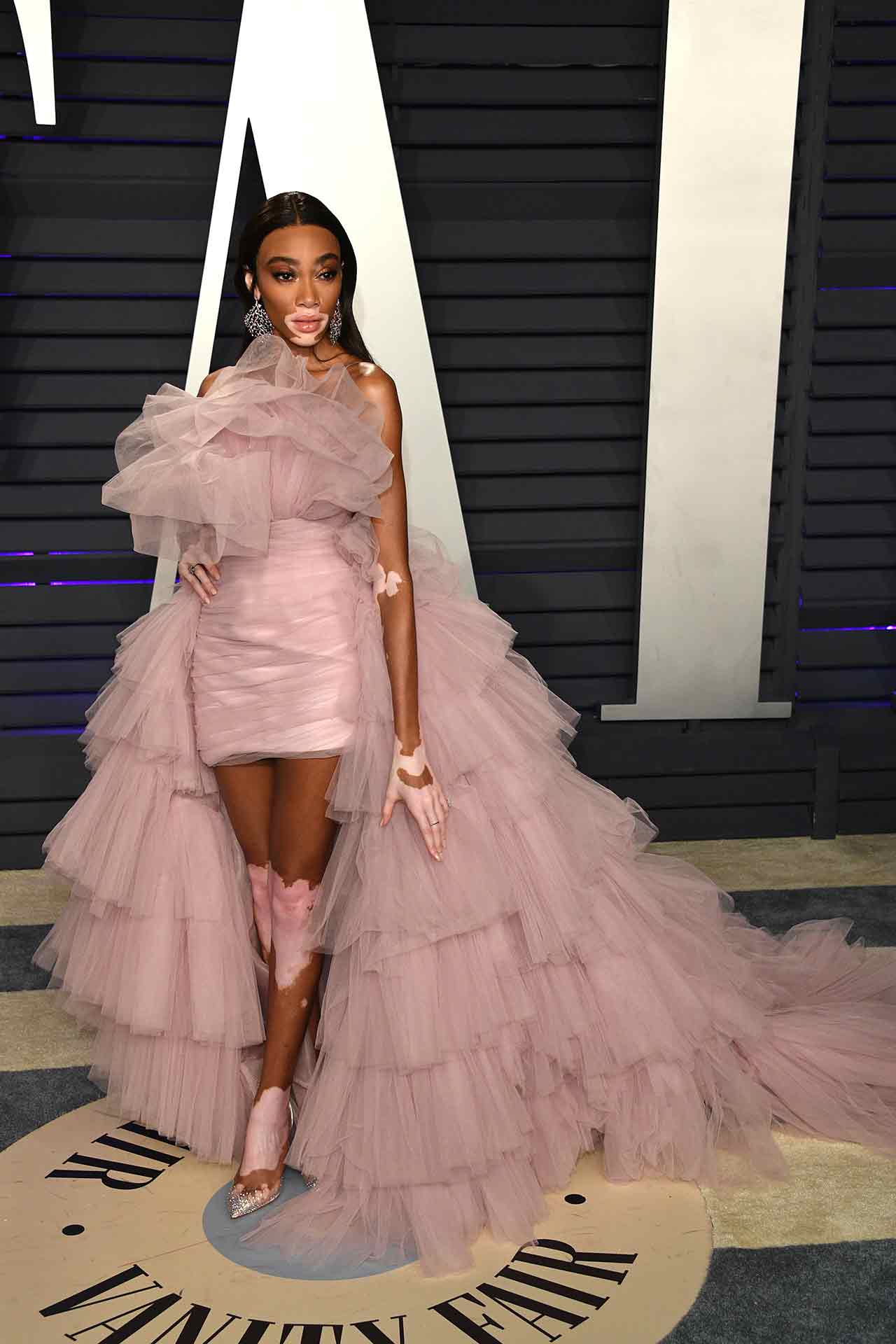 Winnie Harlow v modelu Bespoke Monsoori, Vanity Fair Oscar Party, Wallis Annenberg Center for the Performing Arts, Beverly Hills, únor 2019 Autor: Daniele Venturelli/WireImage/Getty Images