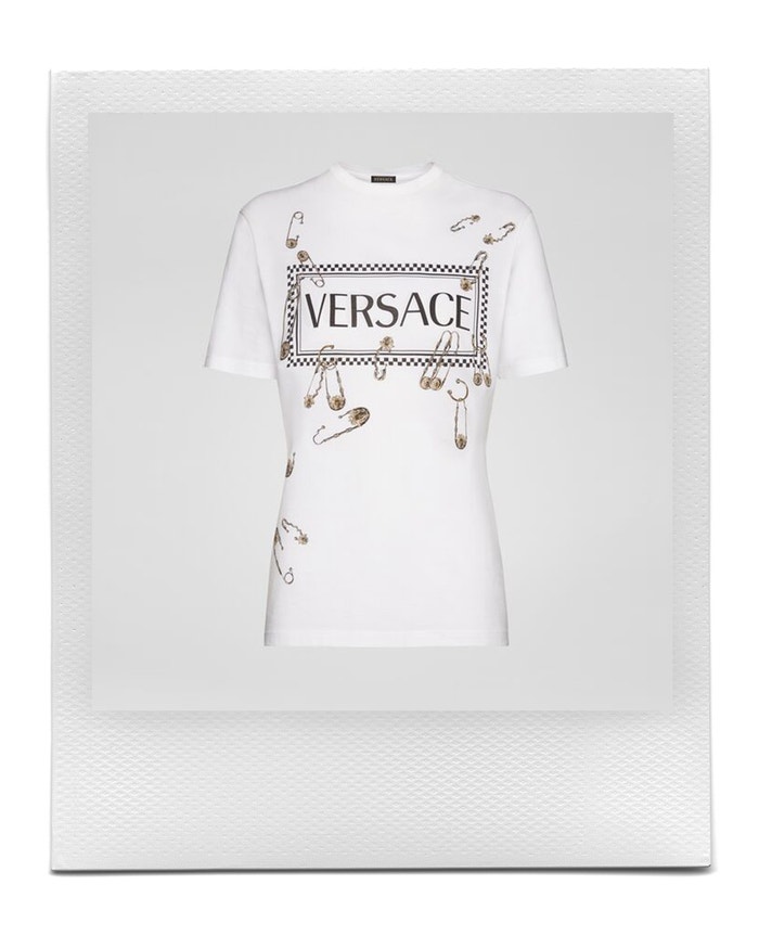 Sustainable safety pin logo t-shirt, Versace, sold by Versace, 280 EUR