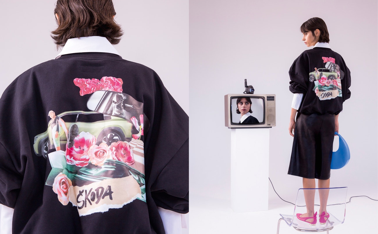 Košile H&M STUDIO; šortky OLENICH prodává Symbol); kabelka STAUD prodává Zalando.cz; boty AQUAZZURA prodává Heavenly Shoes