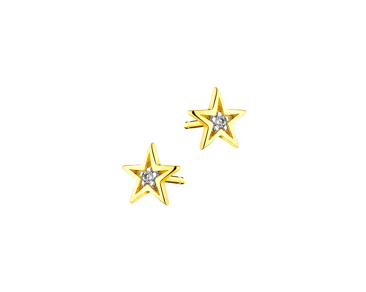 Náušnice ze žlutého zlata s diamanty, koupíte zde, 2 849 Kč