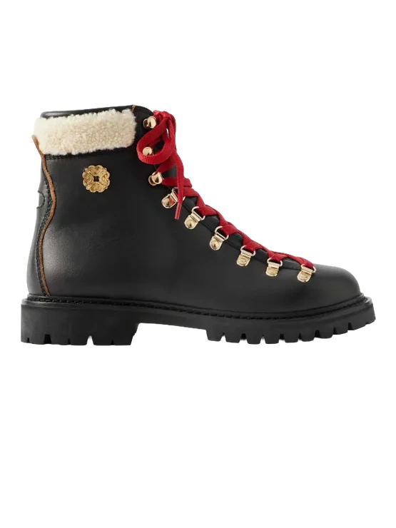 Kožené kotníkové boty s kožešinovým detailem, BALLY, 995 €