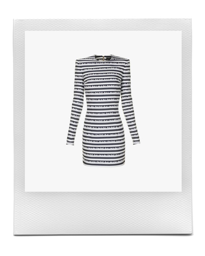 Short striped dress with Balmain logo print, Balmain, sold by Balmain, 1.990 EUR
