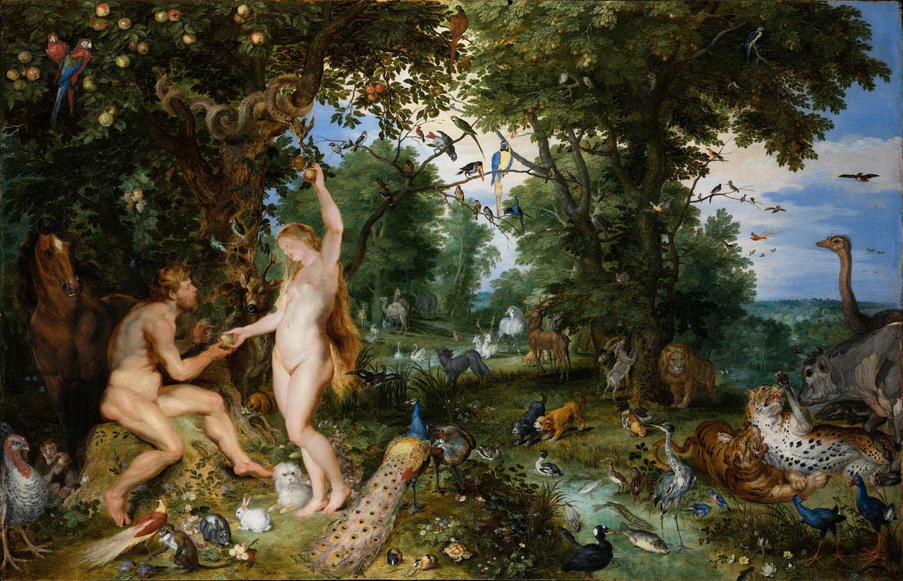 Obraz The Garden of Eden with the Fall of Man od Jana Brueghela st. a Petera Paul Rubense