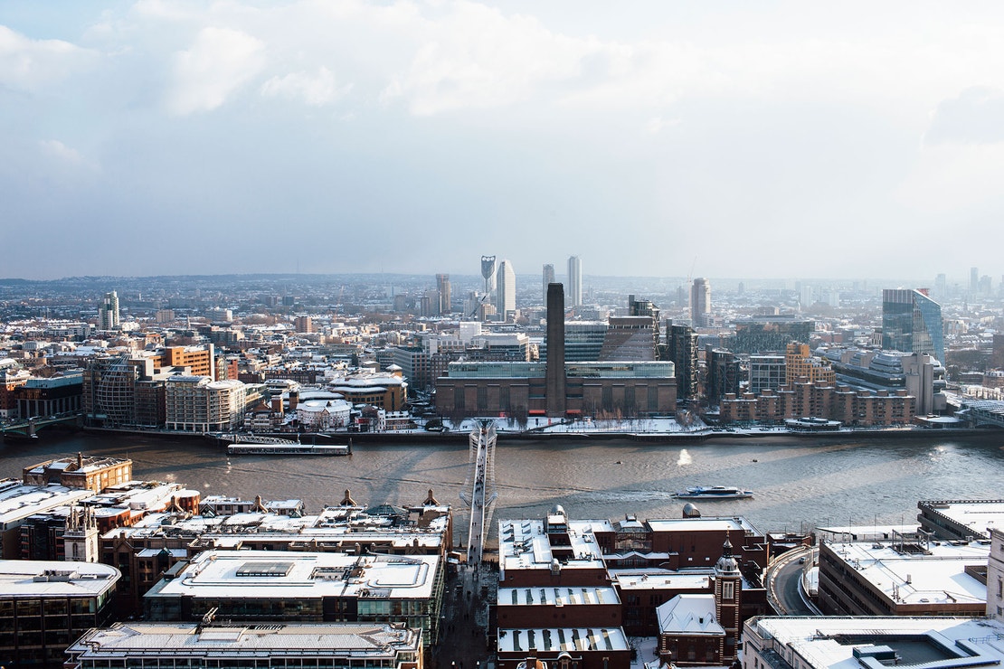 London city skyline in winter.
