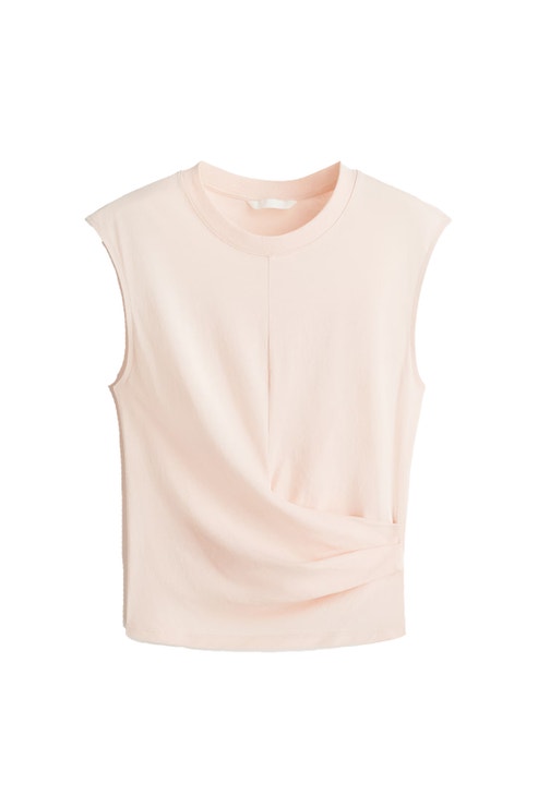 Řasený top v pudrové, H&M, 359 Kč