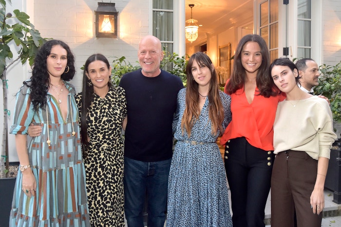 Rumer Willis, Demi Moore, Bruce Willis, Scout Willis, Emma Heming Willis a Tallulah Willis, 2019 Los Angeles, Kalifornia