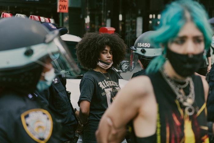30 May 2020. Ria Foye being arrested in Times Square, New York, after peacefully protesting.