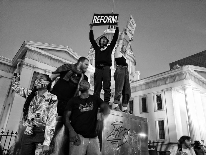 29 May 2020​. People protesting over the death o​f George Floyd in downtown St Louis, Missouri.