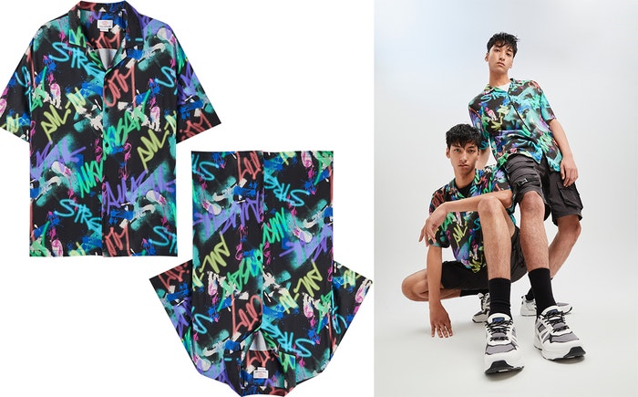 Černá košile s grafiti potiskem, Pull&Bear, prodává Pull&Bear, 549 Kč