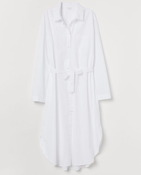 Bílá bavlněná noční košile, H&M Home, prodává hm.com, 899 Kč