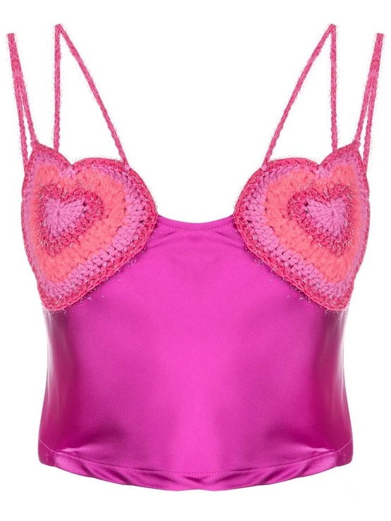 Top s háčkovanými srdíčky, MARCO RAMBALDI, prodává Farfetch, 130 €