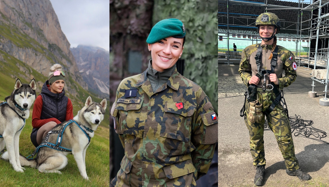 Svobodnice Dominika Kozáková, nadrotmistryně Barbora Sittová a praporčice a zdravotnice výsadkového pluku Denisa Bartošová