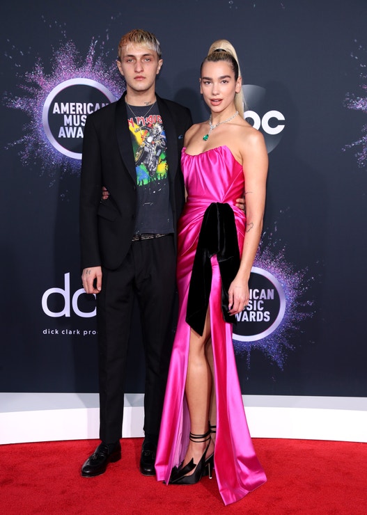 Dua Lipa in MiuMiu with Anwar Hadid at the American Music Awards in Los Angeles on November 24, 2019.