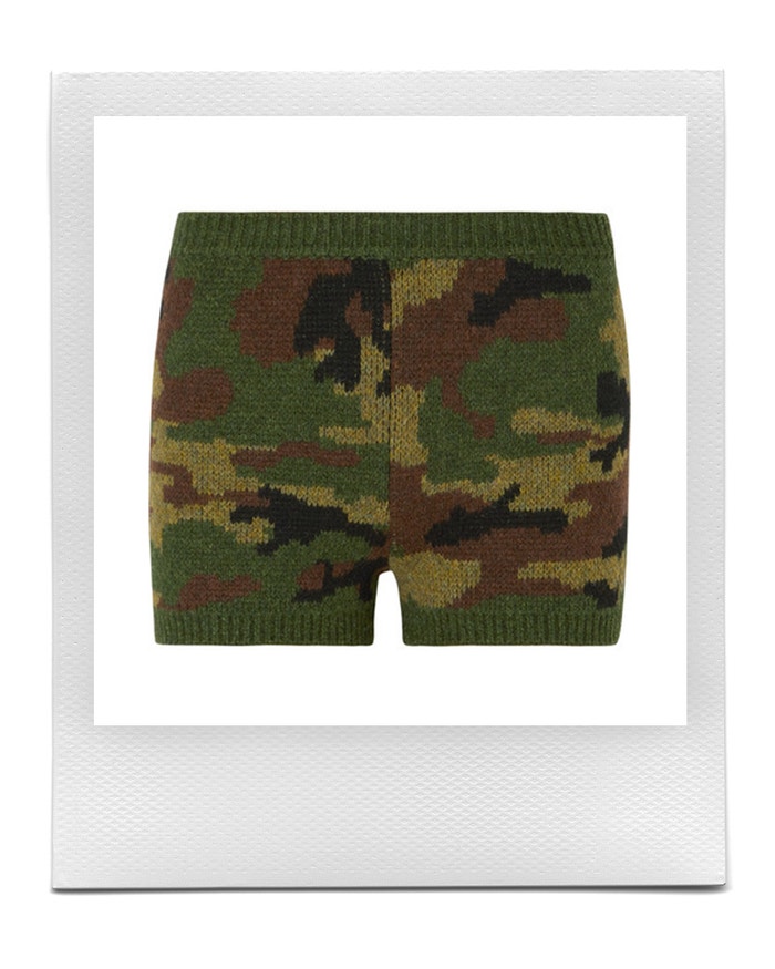 Camouflage-intarsia wool shorts, Miu Miu, sold by Net-A-Porter, 390 EUR