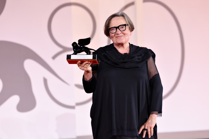 Agnieszka Holland se Zvláštní cenou poroty za film Hranice během slavnostního vyhlášení vítězů na 80. mezinárodním filmovém festivalu v Benátkách, 9. září 2023