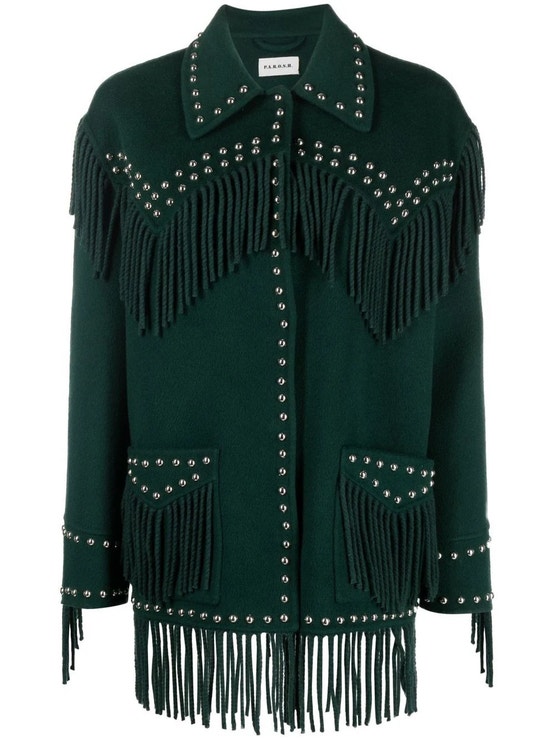 Bunda s třásněmi, P.A.R.O.S.H., prodává FARFETCH, 1 188 €