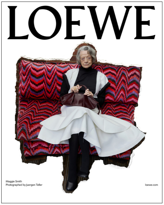 Maggie Smith v kampani pro prekolekci Loewe Spring Summer 2024