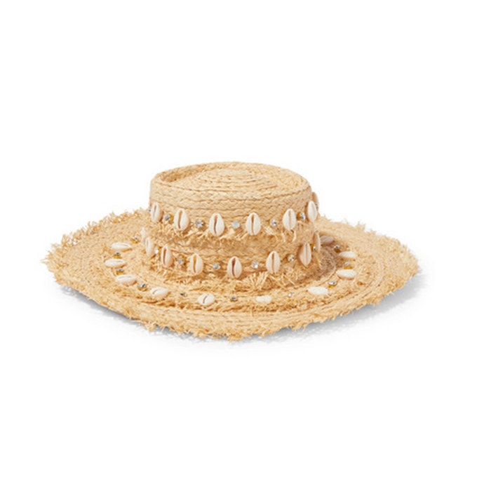 Zdobený slaměný klobouk, Aquazzura, prodává Net-a-Porter, 325 € Autor: Archiv značky
