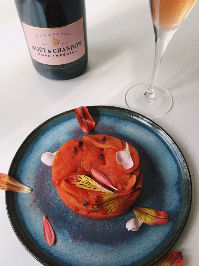 Rajčatový tart se šampaňským Moët & Chandon Impérial Rosé