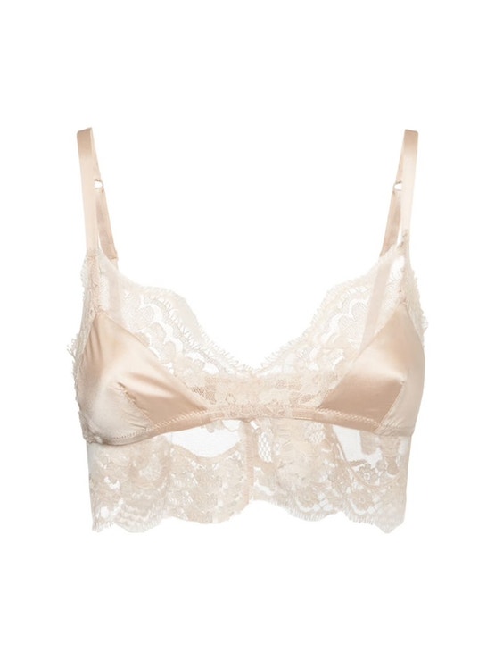 Trojúhelníčková podprsenka ze strečového hedvábného saténu, DOLCE & GABBANA, prodává Luisaviaroma, 443 €