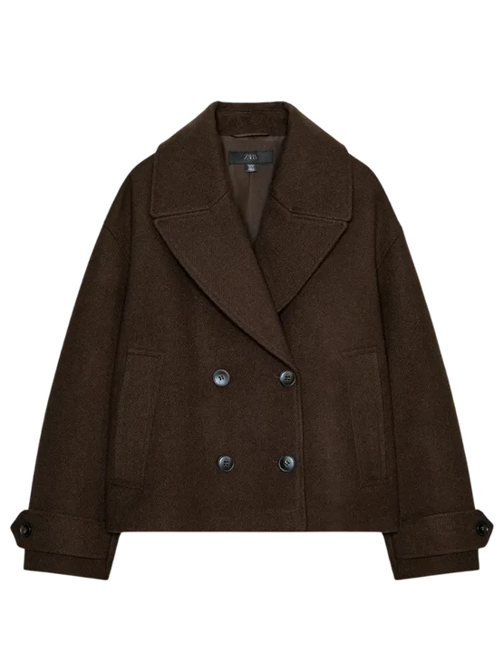 Krátký kabát s překříženým zapínáním, ZARA, 1 199 Kč